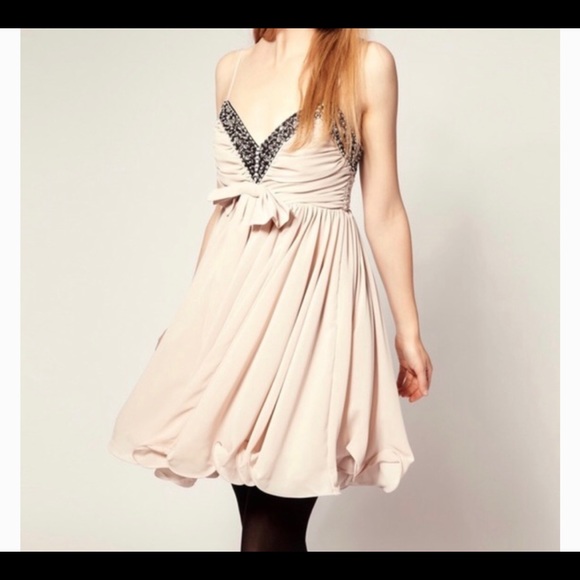 French Connection Blush Beaded Bow Tulle Dress - Picture 3 of 12